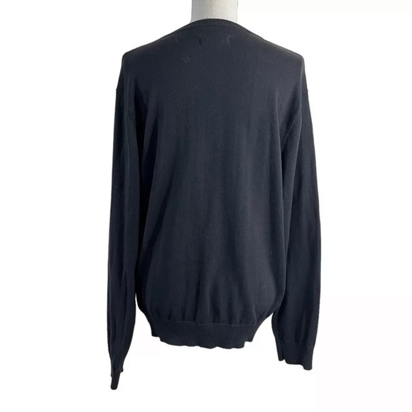 Structure Argyle Sweater Top Large 100% Cotton V Neck Golf Gray White Pullover - Picture 4 of 6